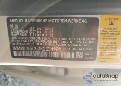 2019 Mini Cooper Clubman z USA, uszkodzony, nr VIN WMWLN5C50K2E34963